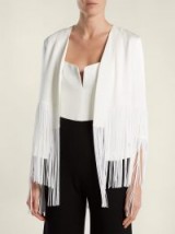 GALVAN Cortado white fringe crepe jacket