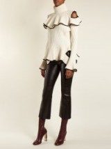 ALEXANDER MCQUEEN Cropped flared leather trousers ~ chic pants