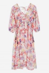 TOPSHOP Eyelet Chiffon Floral Midi Dress