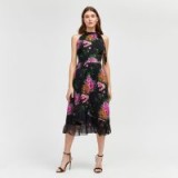 WAREHOUSE FLORAL PRINT HALTER NECK DRESS / summer party fashion