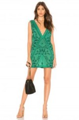 Free People SWEETEST SHIFTY SLIP DRESS in Green | sleeveless plunging shift dresses | deep V-necklines