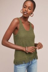 Akemi + Kin Fringed Sweater Tank Top in Moss ~ green knitted tank