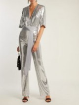 GALVAN Galaxy sequined wide-leg jumpsuit ~ glamorous evenings ~ metallic-silver sequins