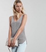 REISS GEMMA KNITTED VEST TOP GREY ~ side split hem