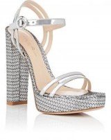 GIANVITO ROSSI Specchio Leather & Textured Fabric Platform Sandals metallic-silver ~ 70s style