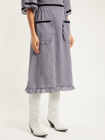 BATSHEVA Gingham ruffle-trimmed cotton skirt ~ black and white checks ~ frilled edges