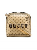 GUCCI Metallic Gold And Black Gucci Star Print Leather Bag ~ small crossbody