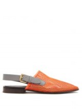 COLVILLE Mesh slingback slippers ~ orange pointed flats