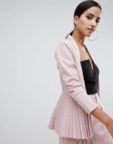 Missguided Pleated Blazer in Nude