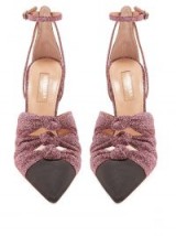 AQUAZZURA Mondaine 105 knot-detail pumps ~ metallic-pink stilettoes