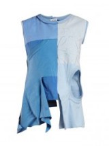 LOEWE Patchwork cotton top ~ blue asymmetric hem tops