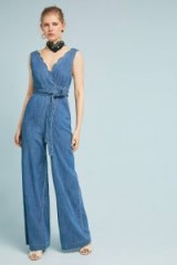 Pilcro and the Letterpress Denim Wide-Leg Jumpsuit ~ scalloped V-neck