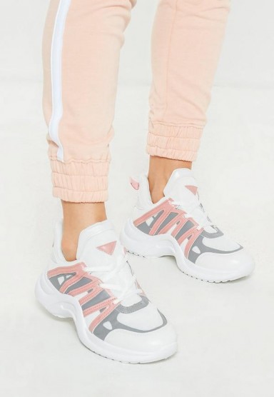 missguided pink arched colour detail trainers – sporty looks