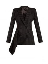 ALEXANDER MCQUEEN Pinstripe double-breasted wool jacket ~ draped side panel