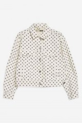 TOPSHOP Polka Dot Crop Denim Jacket