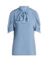 PRADA Pussybow silk blouse ~ ruched sleeves