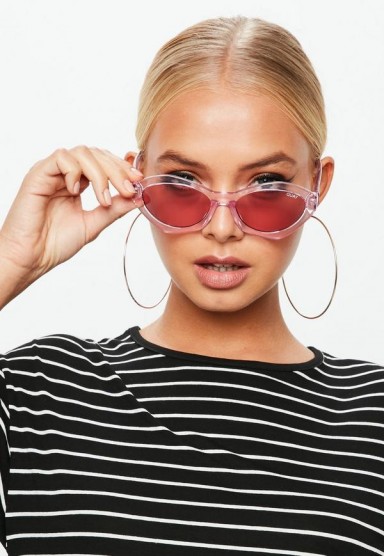 quay australia pink as if sunglasses – transparent frames – retro eyewear