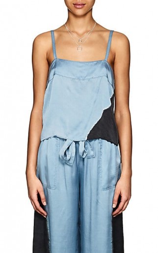 RAQUEL ALLEGRA Tie-Dyed Silk Satin Cami ~ silky blue camisoles