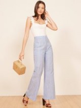 Reformation Romero Pant Barcelona | blue striped wide leg trousers | fresh summer looks