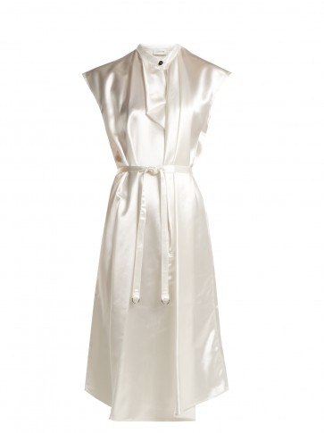 LEMAIRE Round-neck satin dress ~ white draped dresses