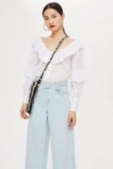 Topshop Ruffle Button Down Blouse | white summer tops