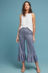 ett:twa Ruffled Chambray Trousers ~ frill hem lightweight denim pants