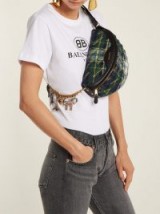 BALENCIAGA Green Plaid Souvenir XS belt bag ~ tartan fanny pack