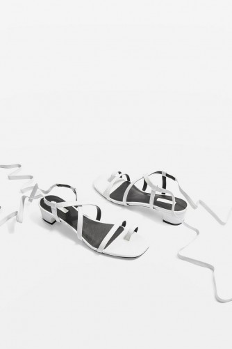 Topshop Strappy Sandals | white leather ankle tie sandal