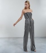 REISS VIENNA STRIPED JUMPSUIT BLACK/WHITE ~ strapless bandeau style ~ monochrome prints