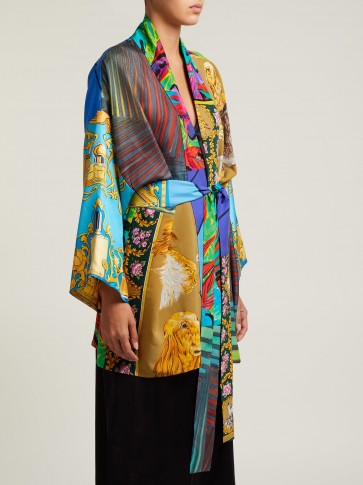 RIANNA + NINA Vintage patchwork scarf-print jacket ~ multi-prints