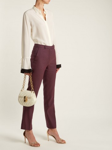 ETRO Violante straight-leg jacquard trousers ~ chic purple printed pants