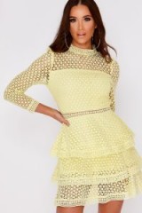 IN THE STYLE AMYA LEMON CROCHET LACE LAYERED DRESS – pale yellow tiered dresses