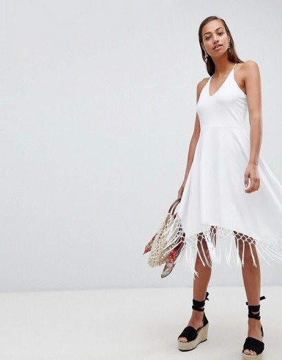 ASOS DESIGN tassel hem hanky sundress | holiday style dresses