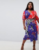 ASOS DESIGN Curve mixed print trophy dress / florals and animal prints