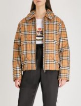 BURBERRY Knowstone quilted shell jacket in antique yellow – check prints