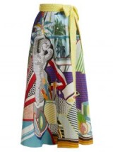 MARY KATRANTZOU Camille pop art-print seersucker midi skirt ~ mixed patterns ~ statement maxi