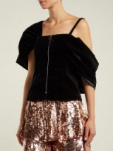 OSMAN Candice black velvet zip-front top