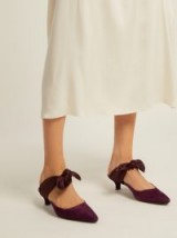 THE ROW Coco purple bow-embellished suede mules