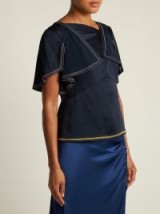 PETER PILOTTO Navy Drape neck satin top