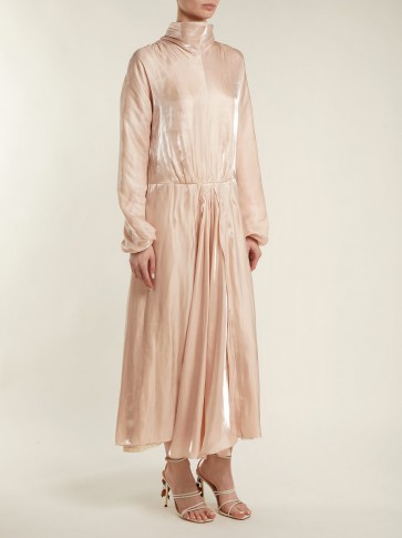 PRADA Draped pale-pink charmeuse dress