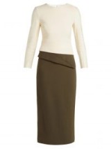 CARL KAPP Dunaway cream and khaki wool-crepe pencil dress