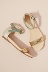 Esska Kalle Two-Tone Sandals Green ~ metallic ankle strap flats