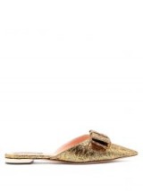 ROCHAS Gold Floral-brocade backless loafers ~ flat metallic mule