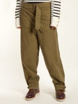 JW ANDERSON Folded low-rise khaki-green cotton trousers