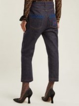 FENDI Heart-embroidered boyfriend jeans ~ cropped denim pants