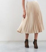 REISS ISIDORA METALLIC KNIFE PLEAT MIDI SKIRT GOLD