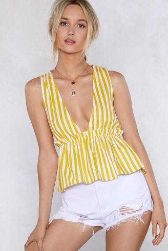 Nasty Gal It’s a Fine Line Crop Top in Yellow | plunge front