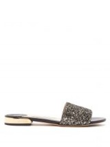 JIMMY CHOO Joni glitter leather slides ~ glamorous summer evening flats