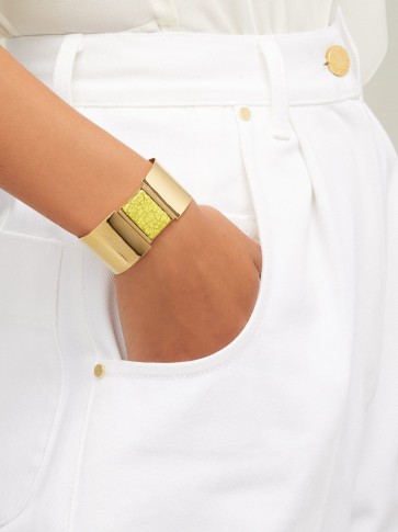 ISABEL MARANT Marbled stone-embellished cuff | chic yellow marble and gold tone cuffs | French made jewellery