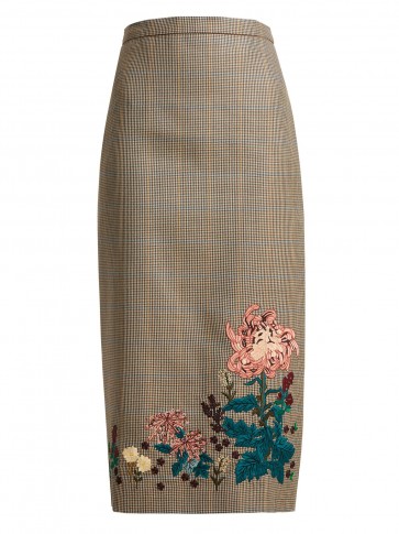 ERDEM Maria embroidered wool pencil skirt ~ vintage style clothing